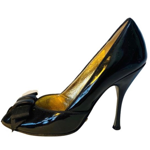 Dolce & Gabbana Patent Leather Bow Peep Toe 36.5 - Picture 1 of 10